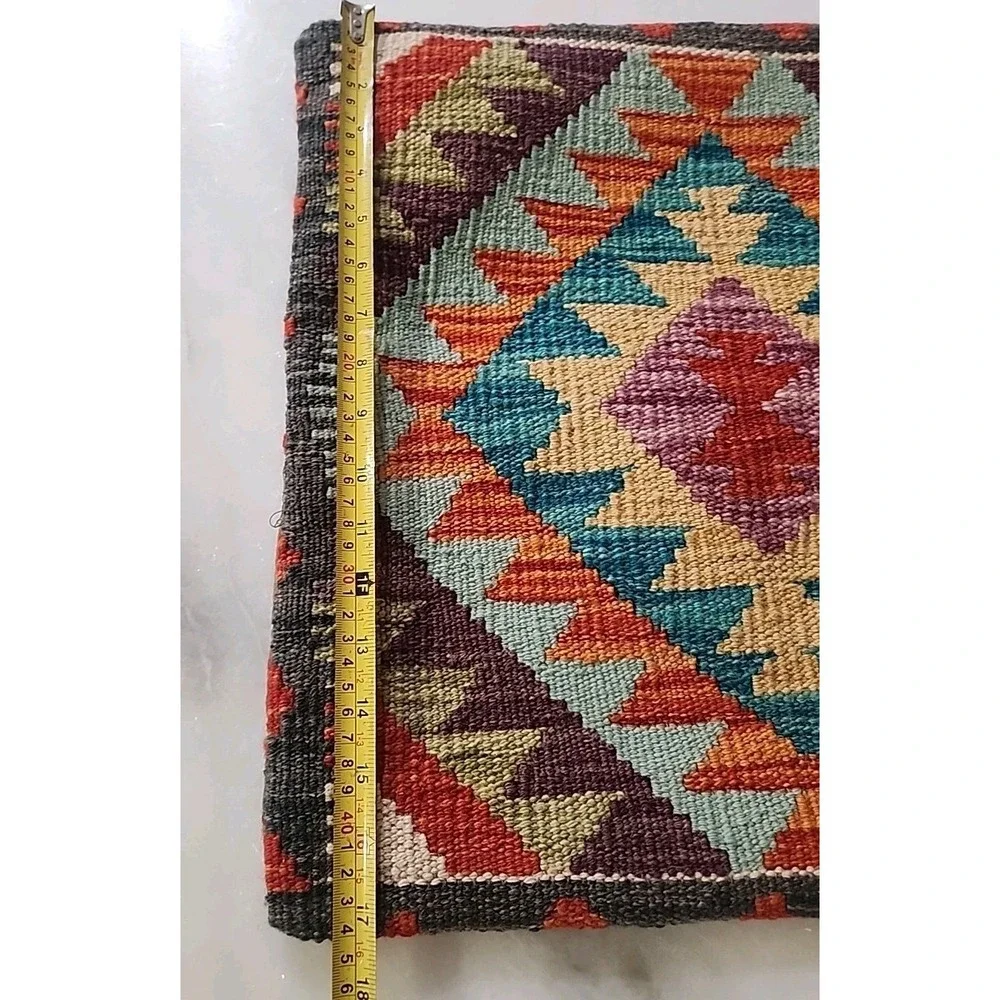 Tribal Woven Boho Kilim Parker Knoll Pillow Cover 17 x 17 Zipper Excellent Cond